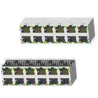 RJ45 5921 ; 2X6 ports ; With LED ; With metal shield（EMI Fingers） ;Meets IEEE 802.3 specification.(Long body)