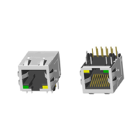 RJ45 5921 ; Single Port ; With LED ; With metal shield(EMI Fingers) . PCB Retaining Post: hollow(Type B)