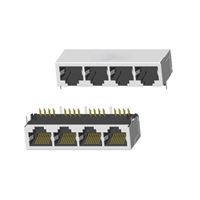 RJ45 5921 ; 1x4 ports ; Without LED ; With metal shield . PCB Retaining Post: hollow(Type B）