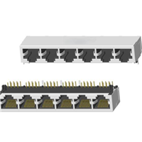 RJ45 5921 ; 1x6 ports ; Without LED ; With metal shield . PCB Retaining Post: hollow(Type B）