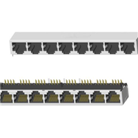 RJ45 5921 ; 1x8 ports ; Without LED ; With metal shield . PCB Retaining Post: hollow(Type B）