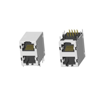 RJ45 5921 ; 2X1 ports ; Without LED ; With metal shield（EMI Fingers） . PCB Retaining Post: hollow(Type B）