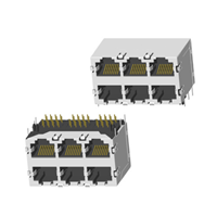 RJ45 5921 ; 2X3 ports ; Without LED ; With metal shield(EMI Fingers) . PCB Retaining Post: hollow(Type B)