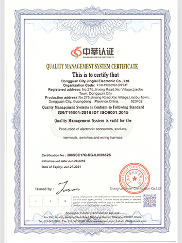 Quality Management System Certificate